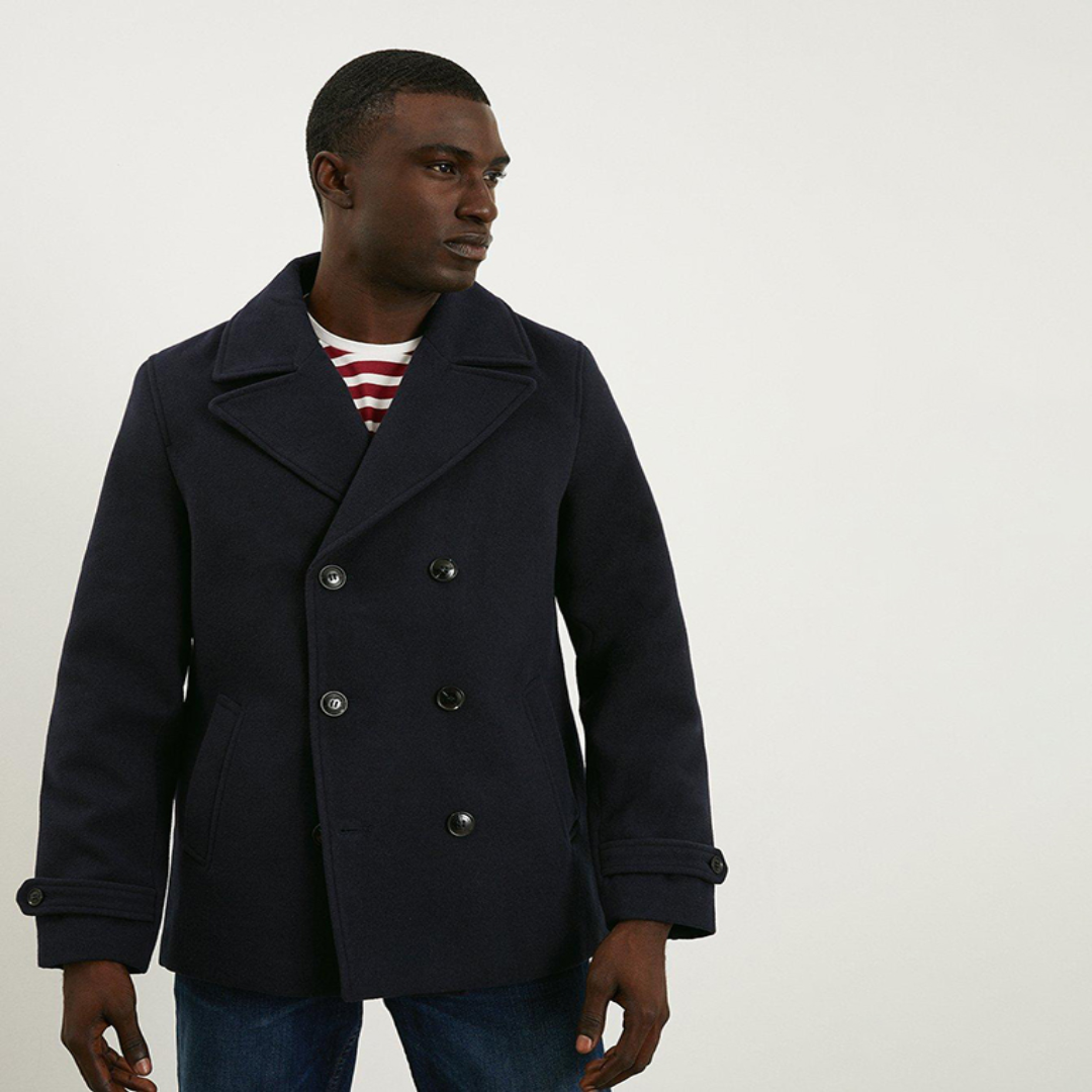 Wholesale Black Wool Signature Peacoat Classic Style Supplier in UAE